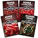 Photo Survival Garden Seeds Pepper Collection Seed Vault - Non-GMO Heirloom Vegetable Seeds for Planting - Sweet and Hot Pepper - Jalapeño, Cayenne, California Wonder, Marconi Red Peppers new bestseller 2025-2024