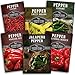 Photo Survival Garden Seeds Six Peppers Collection - Cayenne, Jalapeño, Serrano, California Wonder, Marconi Red, & Sweet Banana Peppers - Sweet & Hot Varieties - Non-GMO Heirloom Vegetable Seed Vault new bestseller 2024-2023