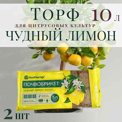 фотография Почвобрикет для цитрусовых чудный лимон 10л (2 шт по 5л), купить онлайн за 492 рубл