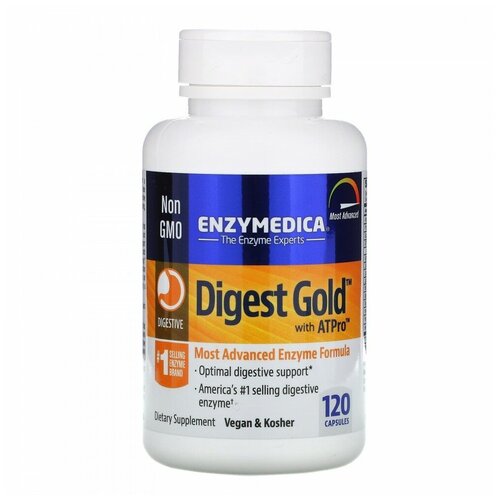 фотография Enzymedica, Digest Gold с ATPro, добавка с пищеварительными ферментами, 120 капсул, купить онлайн за 8733 рубл