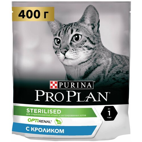 фотография PRO PLAN (Проплан) сухой 400г STERILISED для стерилизованных, с Кроликом, купить онлайн за 593 рубл