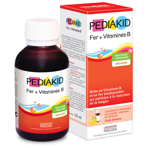 фотография Pediakid Fer + Vitamines B сироп фл., 125 мл, 125 г, банан, купить онлайн за 3000 рубл