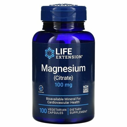 фотография Магний, Life Extension Magnesium Citrate 100 мг 100 капсул, купить онлайн за 1382 рубл