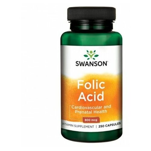 фотография Фолиевая кислота / Folic Acid 800 мкг 250 капс / сердце / пмс / (Swanson), купить онлайн за 750 рубл