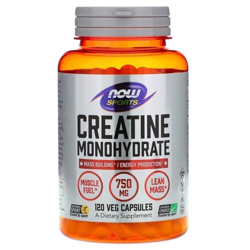 фотография Капсулы NOW Creatine Monohydrate, 190 г, 750 мг, 120 шт., купить онлайн за 1790 рубл