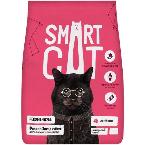 фотография Сухой корм для кошек Smart Cat С ягненком 1400 г, купить онлайн за 636 рубл