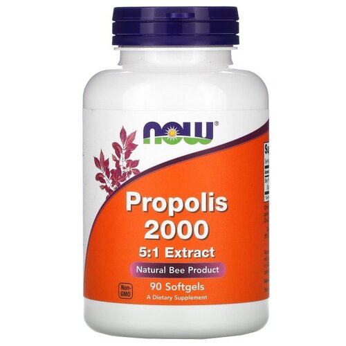 фотография Капсулы NOW Propolis 2000 5:1 Extract, 95 г, 90 шт., купить онлайн за 3220 рубл