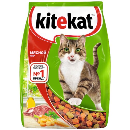 фотография Сухой корм для кошек Kitekat Мясной Пир 350 г, купить онлайн за 197 рубл